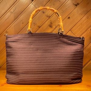 EUC Gucci Quilted Two Way Bamboo Tote Brown